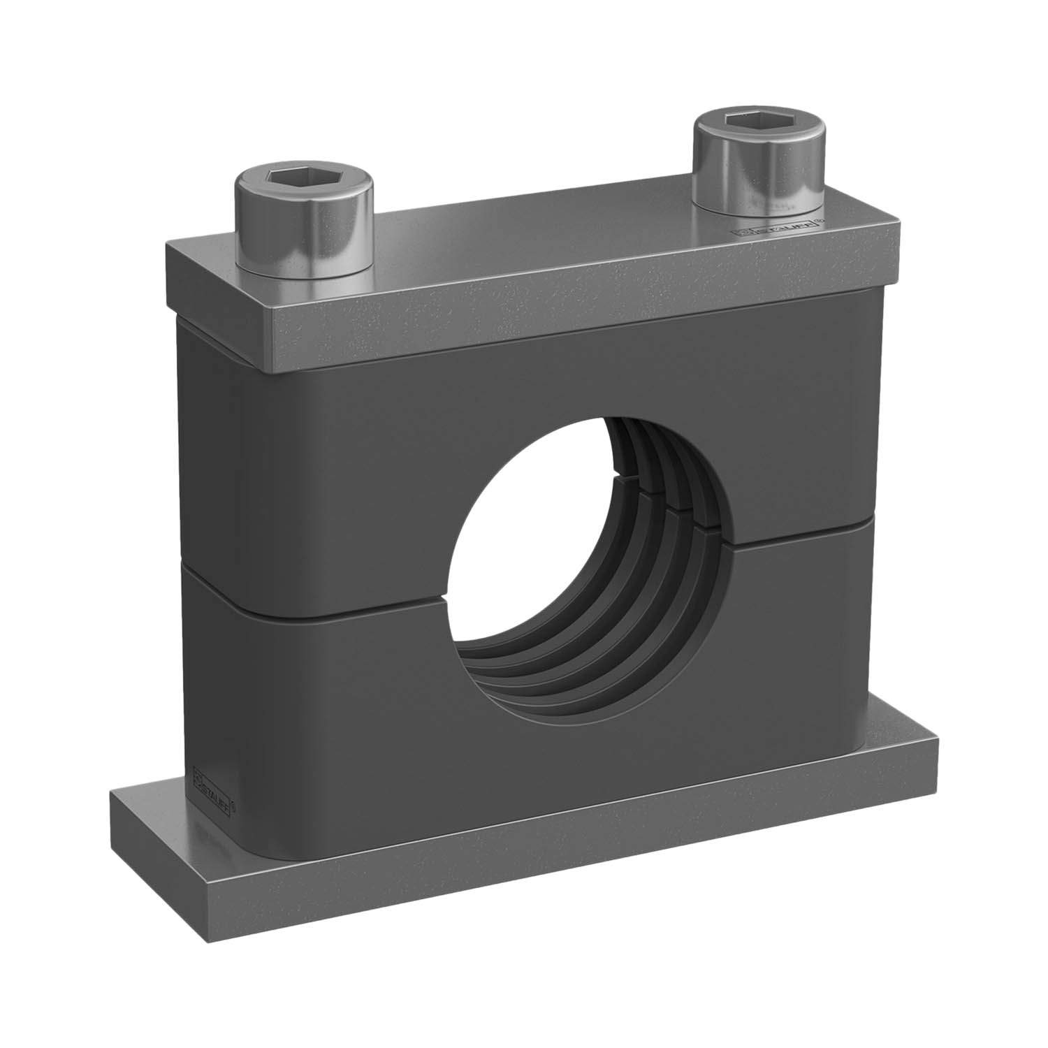 Stauff 1110020420. Komplettschelle Schwere Baureihe Gr. 8S Ø114mm Polyamid W1 Deckpl., IS-Schraube Anschweißpl.