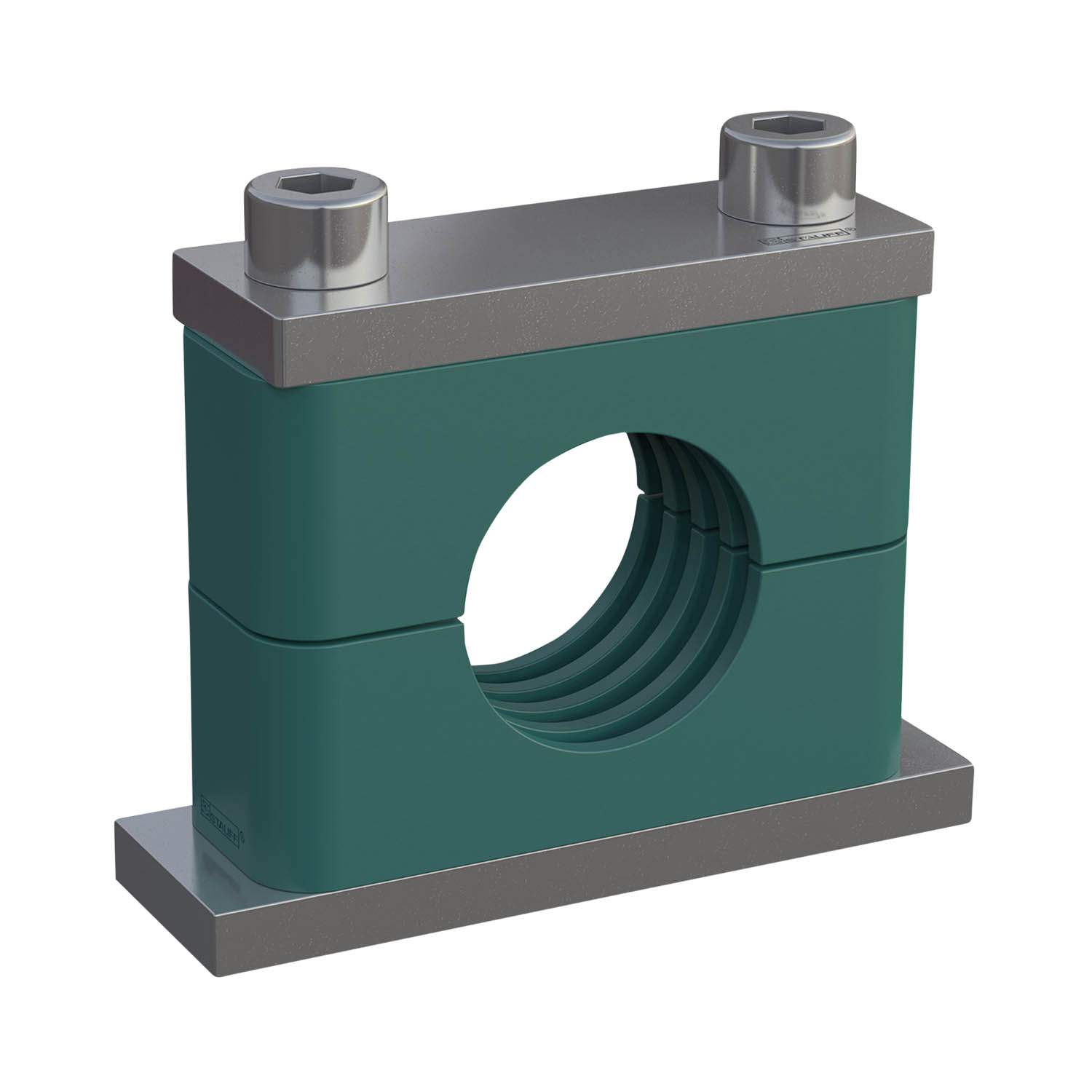 Stauff 1110003138. Komplettschelle Schwere Baureihe Gr. 9S Ø140mm Polypropylen W1 Deckpl., IS-Schraube Anschweißpl.