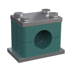 Stauff 1110003351. Komplettschelle Schwere Baureihe Gr. 10S Ø168mm Polypropylen W1 Anschweißpl., doppelt Deckpl., AS-Schraube gerippt, mit Vorspannung