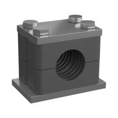 Stauff 1110007347. Komplettschelle Schwere Baureihe Gr. 6S Ø60,3mm Elastomer W12 Anschweißpl., doppelt Deckpl., AS-Schraube gerippt, mit Vorspannung