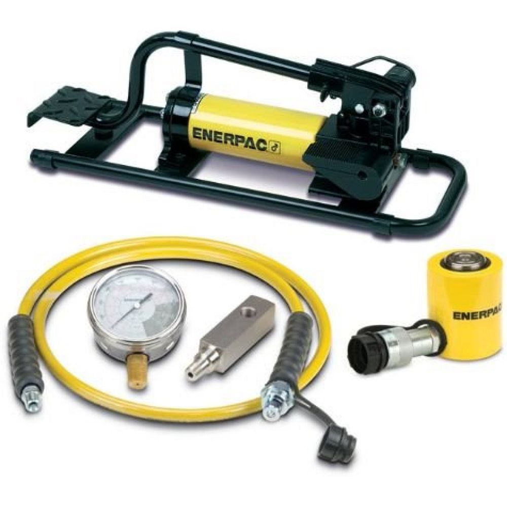 Enerpac SCL101FP, 101 kN, 38 mm Hub, Niedriger hydraulischer Zylinder und Fußpumpenset