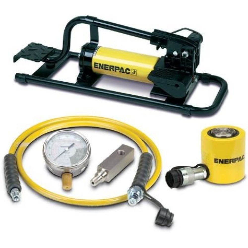 Enerpac SCL201FP, 201 kN, 45 mm Hub, Niedriger hydraulischer Zylinder und Fußpumpenset