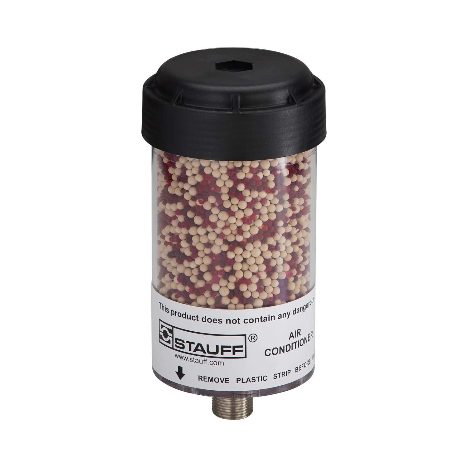 Stauff 6100231812. Luftfilter und Luftentfeuchter (Kompakte Ausführung) Standard-Trocknermaterial 25% Silicagel und 75% Molekularsieb Durchmesser 99 mm Baulänge 174,5 mm Außengewinde G1 BSP