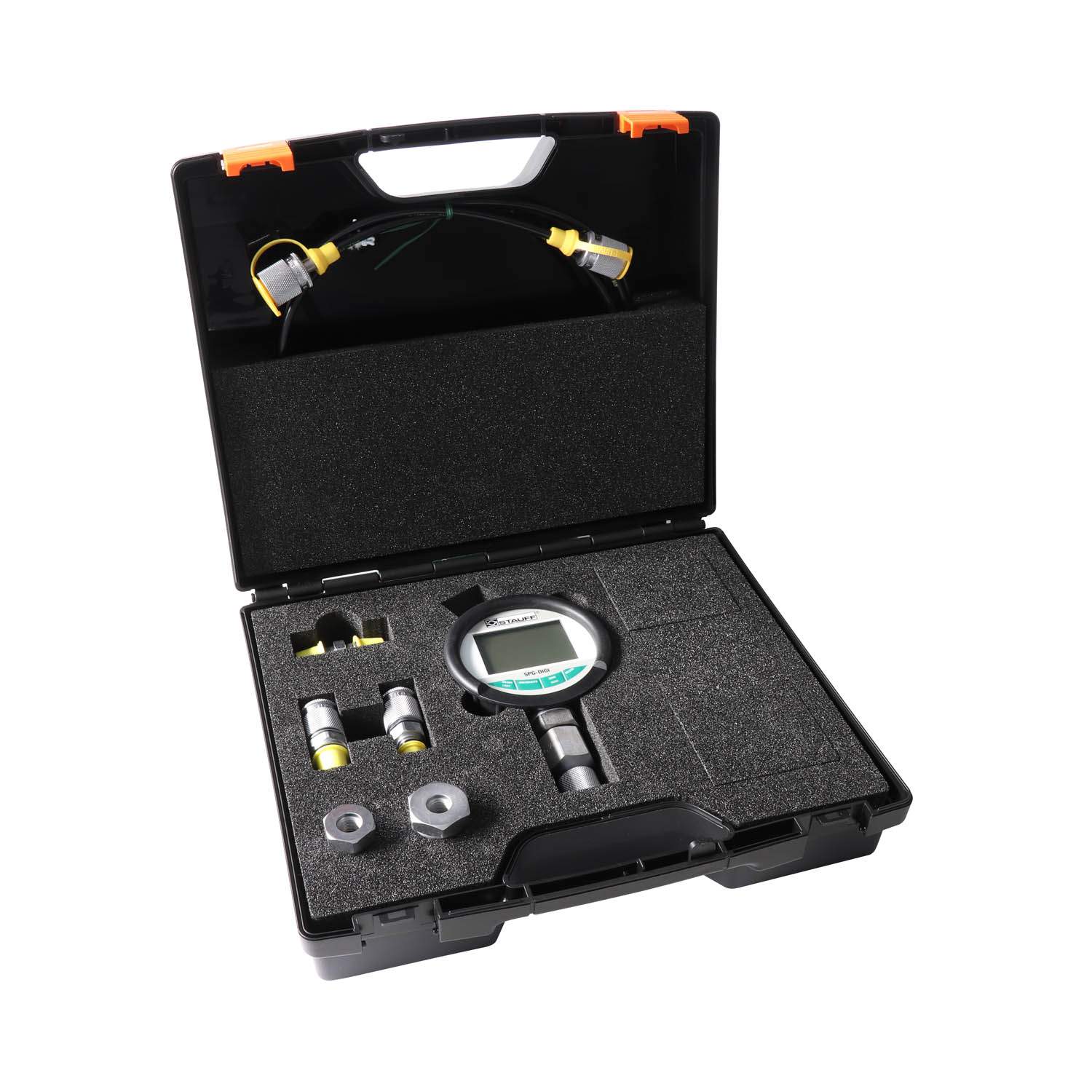 Stauff 1810000239. Pressure Test Kit STAUFF Test 20 with 1 Digital Pressure Gauge Range from 0 to 600 bar Connection G 1/4 BSPP Accessories in Steel, Zn/Ni according to Product Catalogue