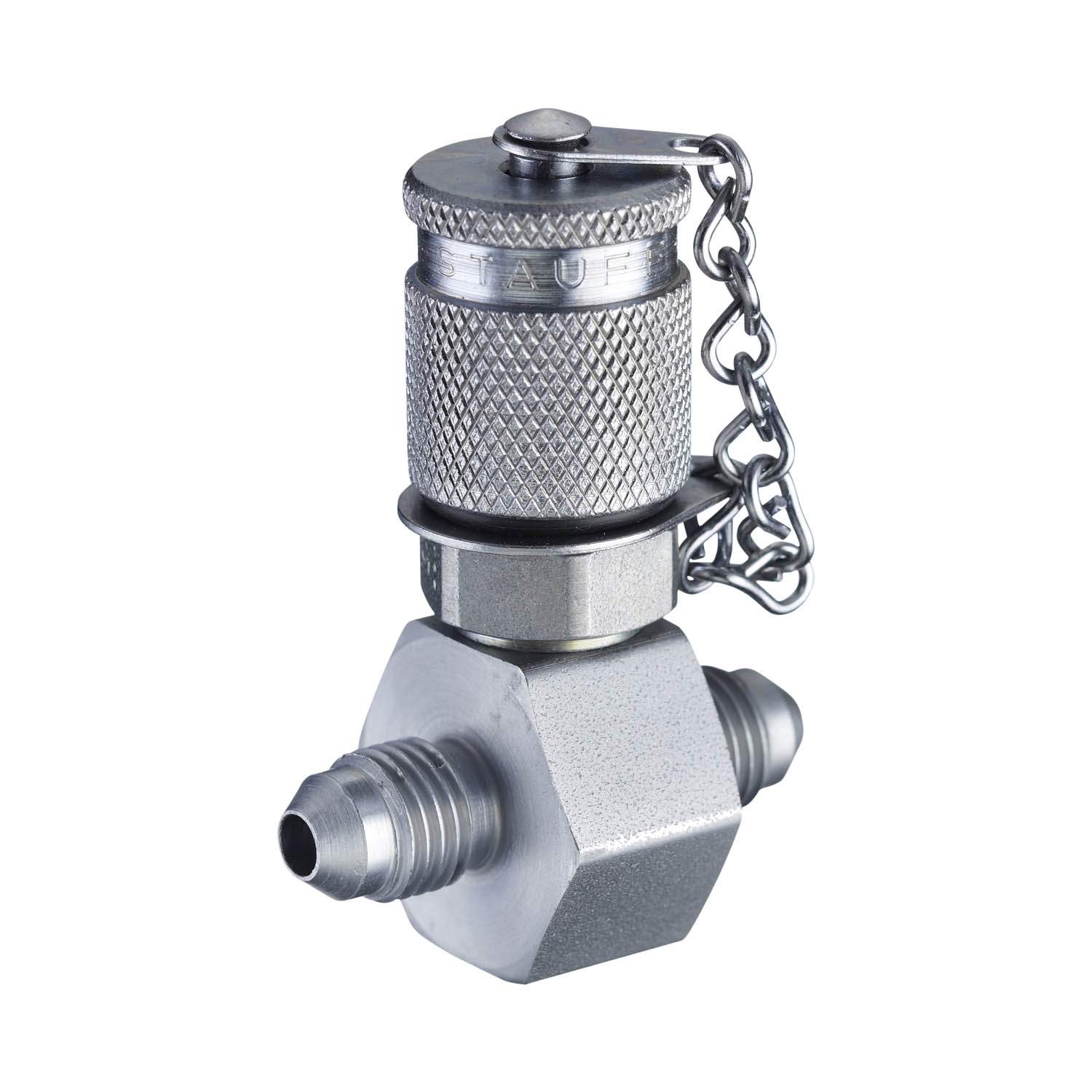 Stauff 1210027358. Messkupplung Stauff Test 20 mit JIC-Konus gerader Rohrverschraubung TypG Stahlschutzkappe NBR-Dichtung