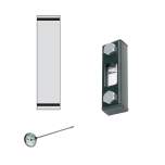 Stauff 1910000080. Visual Level Gauge Type SNA-076 Nom. Size: 76 mm / 2.99 in Housing: Steel, coated Sight Tube: Polyamide (PA) Scale Plate: PVC Sealings: NBR Neutral Scale Plate Dial Thermometer Scale < 100°C Length: 200 mm Banjo Bolts M12