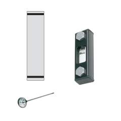 Stauff 1910000080. Optischer Niveauanzeiger Typ SNA-076 Nenngröße: 76 mm / 2.99 in Gehäuse: Stahl, pulverbesch. Schauglas: Polyamid (PA) Skalenplatte: PVC Dichtungen: NBR Neutrale Skalenplatte Fühlerthermometer Skala < 100°C Länge: 200 mm Hohlschrauben M1