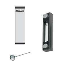 Stauff 1910000098. Optischer Niveauanzeiger Typ SNA-127 Nenngröße: 127 mm / 5.00 in Gehäuse: Stahl, pulverbesch. Schauglas: Polyamid (PA) Skalenplatte: PVC Dichtungen: NBR Skalenplatte mit STAUFF Logo Fühlerthermometer Skala < 100°C Länge: 200 mm Hohlschr