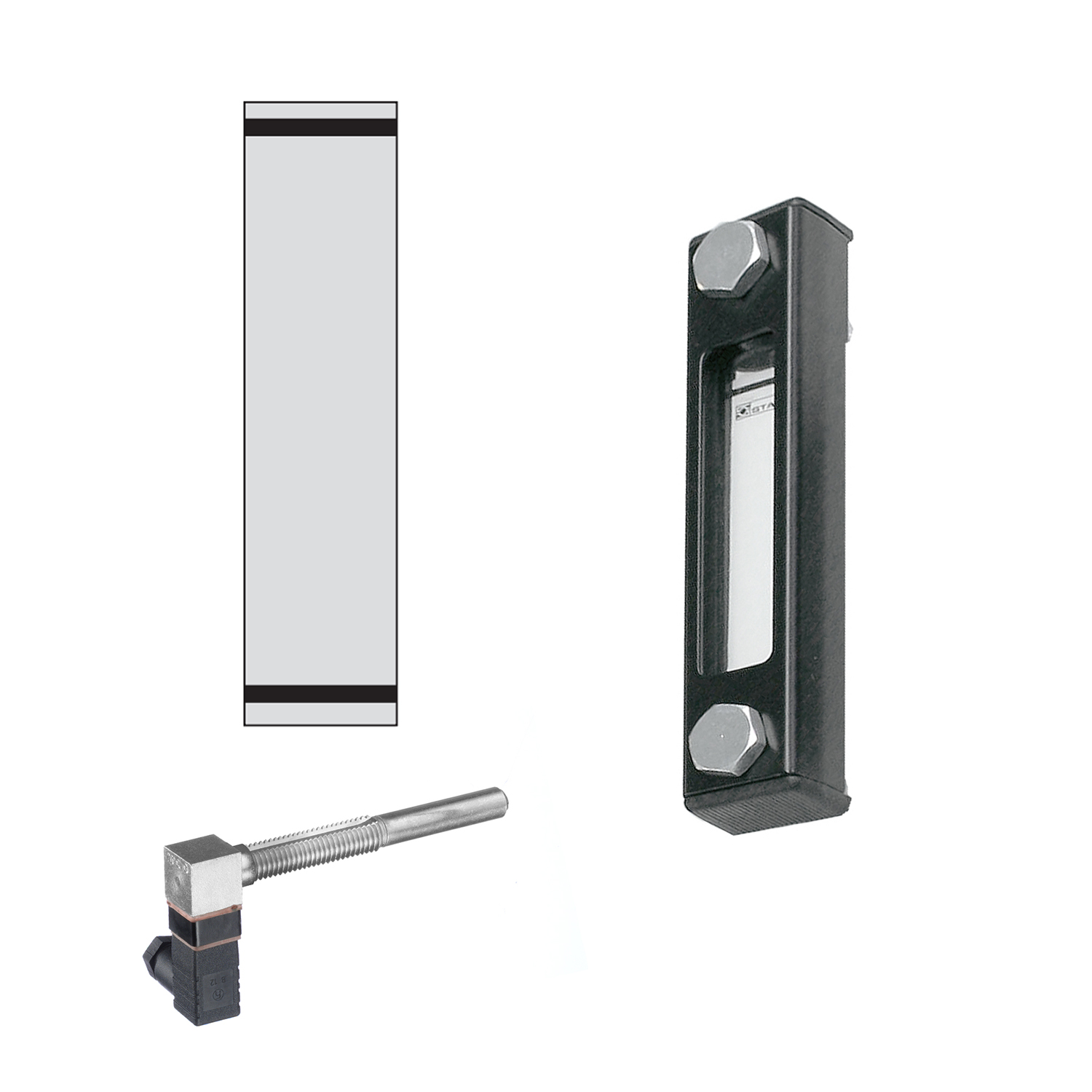 Stauff 1910001467. Optischer Niveauanzeiger Typ SNA-127 Nenngröße: 127 mm / 5.00 in Gehäuse: Stahl, pulverbesch. Schauglas: Polyamid (PA) Skalenplatte: PVC Dichtungen: NBR Neutrale Skalenplatte Ohne Thermometer Hohlschrauben M12 Temperaturschalter TS Öffn