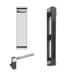 Stauff 1910001605. Optischer Niveauanzeiger Typ SNA-254 Nenngröße: 254 mm / 10.00 in Gehäuse: Stahl, pulverbesch. Schauglas: Polyamid (PA) Skalenplatte: PVC Dichtungen: NBR Skalenplatte mit STAUFF Logo Ohne Thermometer Hohlschrauben M12 Temperaturschalter