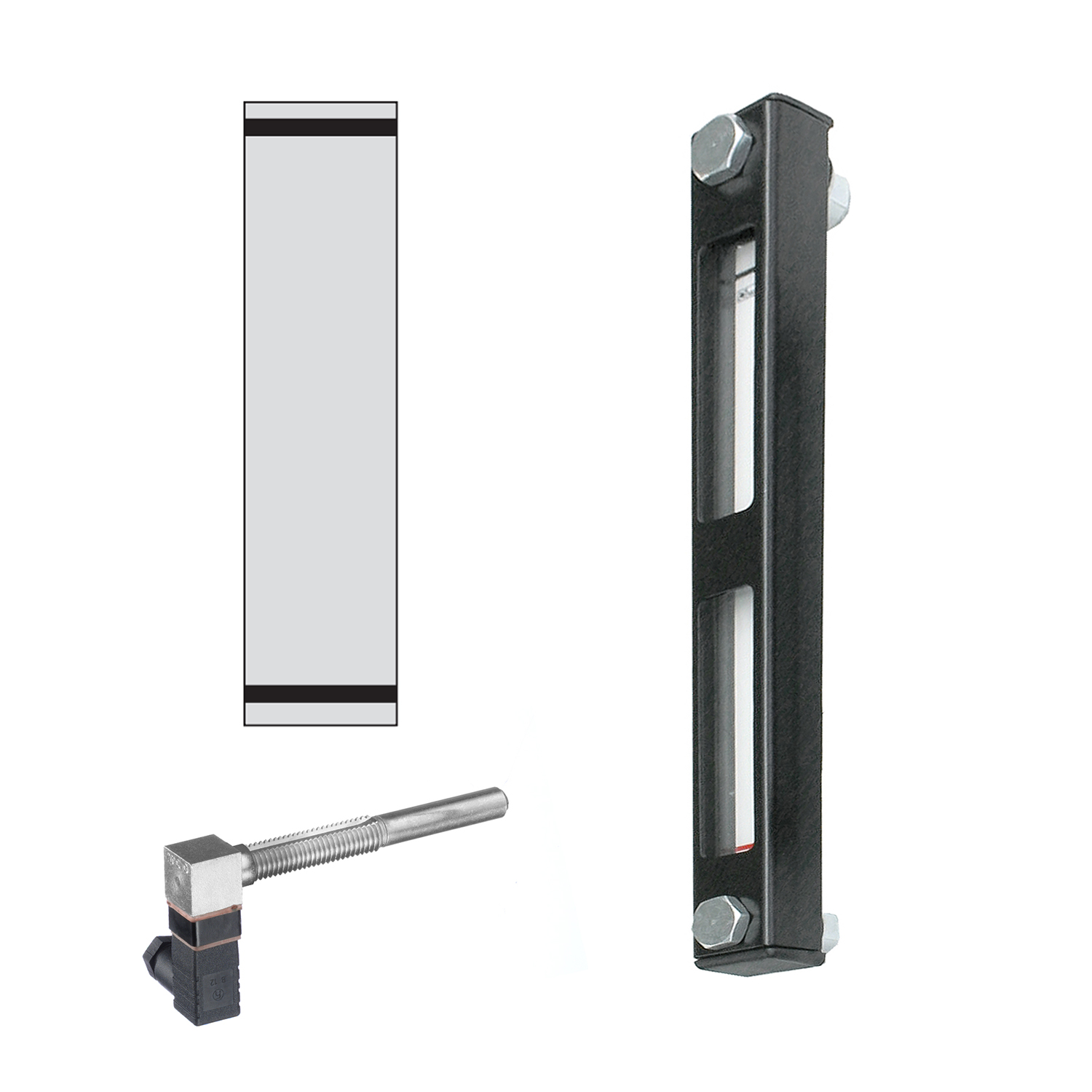 Stauff 1910002451. Optischer Niveauanzeiger Typ SNA-254 Nenngröße: 254 mm / 10.00 in Gehäuse: Stahl, pulverbesch. Schauglas: Polyamid (PA) Skalenplatte: PVC Dichtungen: NBR Neutrale Skalenplatte Ohne Thermometer Hohlschrauben M12 Temperaturschalter TS Öff