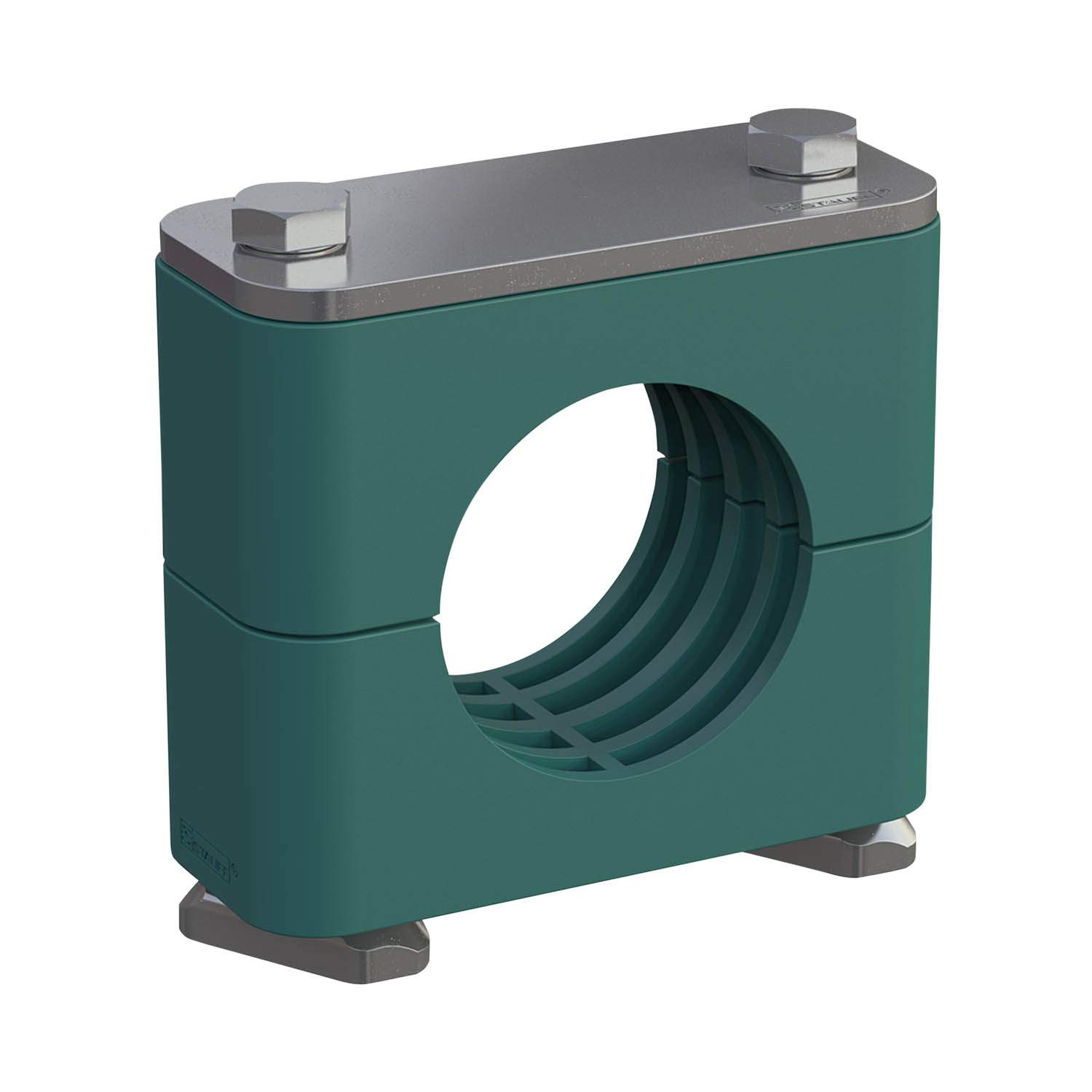 Stauff 1110032148. Komplettschelle Standard-Baureihe Gr. 1 Ø6,4mm Polypropylen W3 Tragschienenmutter Deckpl., AS-Schraube gerippt, mit Vorspannung