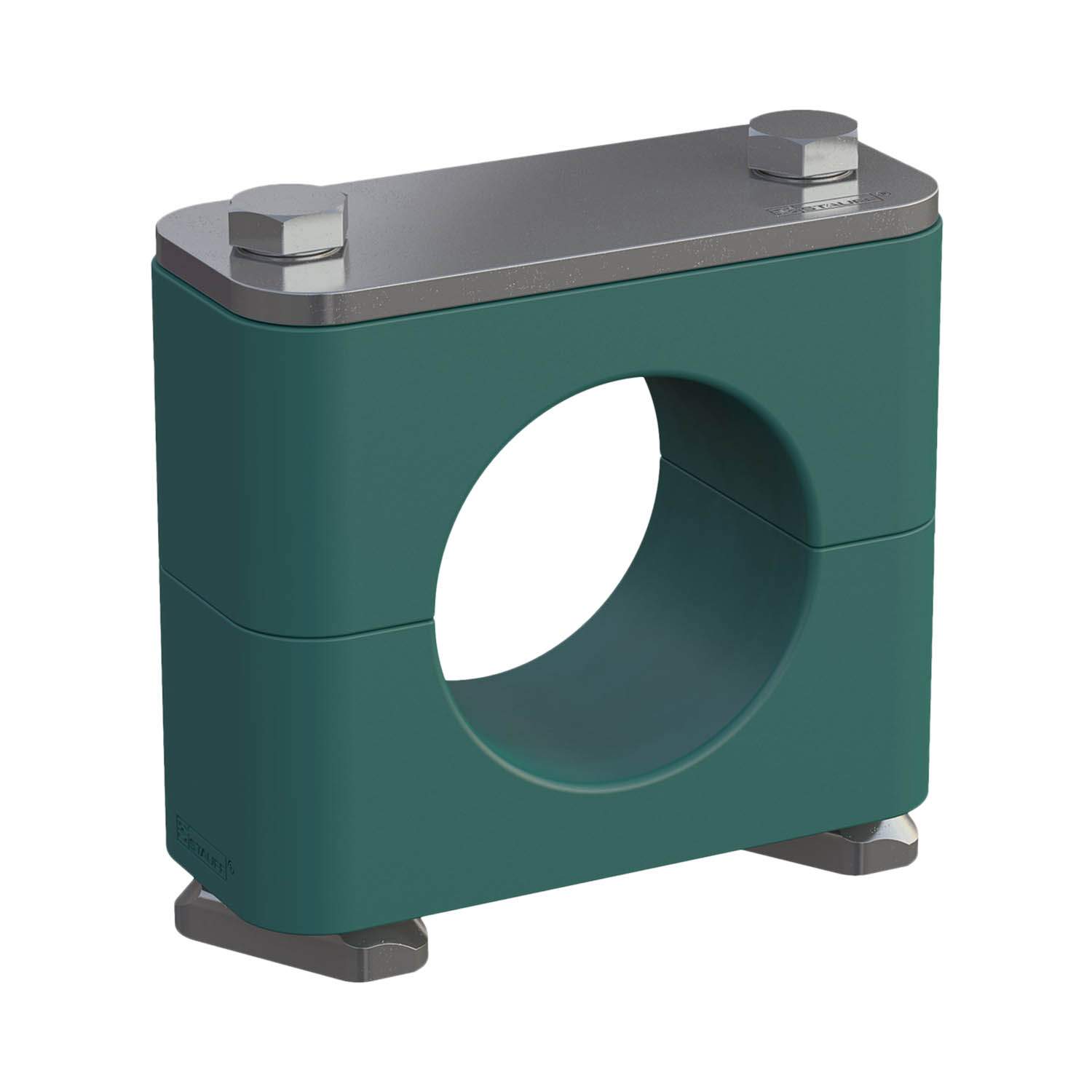 Stauff 1110032971. Clamp Assembly Standard Series Size 4 Ø28mm Polypropylene W3 Hexagon Rail Nut Cover Plate, Hex Head Bolt Smooth, without Initial Tensio