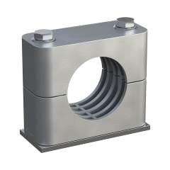 Stauff 1110000763. Komplettschelle Standard-Baureihe Gr. 6 Ø48,3mm Aluminium W10 gerippt, mit Vorspannung Anschweißpl., kurz Einsatz, AS-Schraube