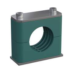 Stauff 1110001151. Komplettschelle Standard-Baureihe Gr. 1a Ø6mm Polypropylen W10 gerippt, mit Vorspannung Anschweißpl., kurz Deckpl., IS-Schraube