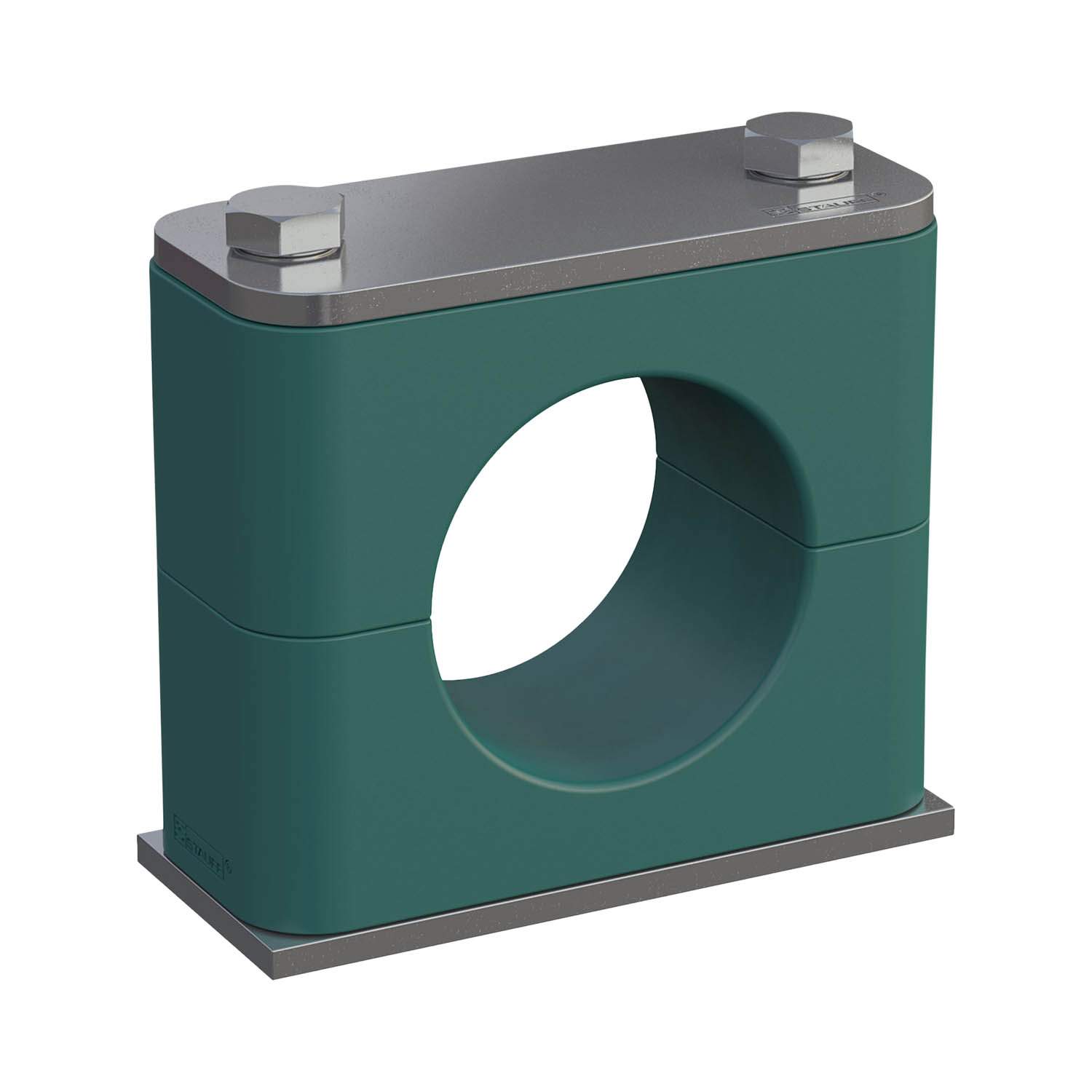 Stauff 6100031683. Clamp Assembly Twin Series Size 1D Ø6,4mm Polypropylene W3 Weld Plate, Short Cover Plate, Hex Head Bolt Smooth, without Initial Tensio