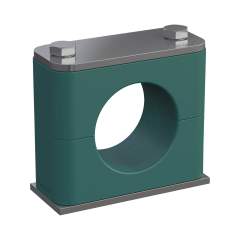 Stauff 1110028376. Clamp Assembly Twin Series Size 5D Ø32mm Polypropylene W5 Weld Plate, Short Cover Plate, Hex Head Bolt Smooth, without Initial Tensio