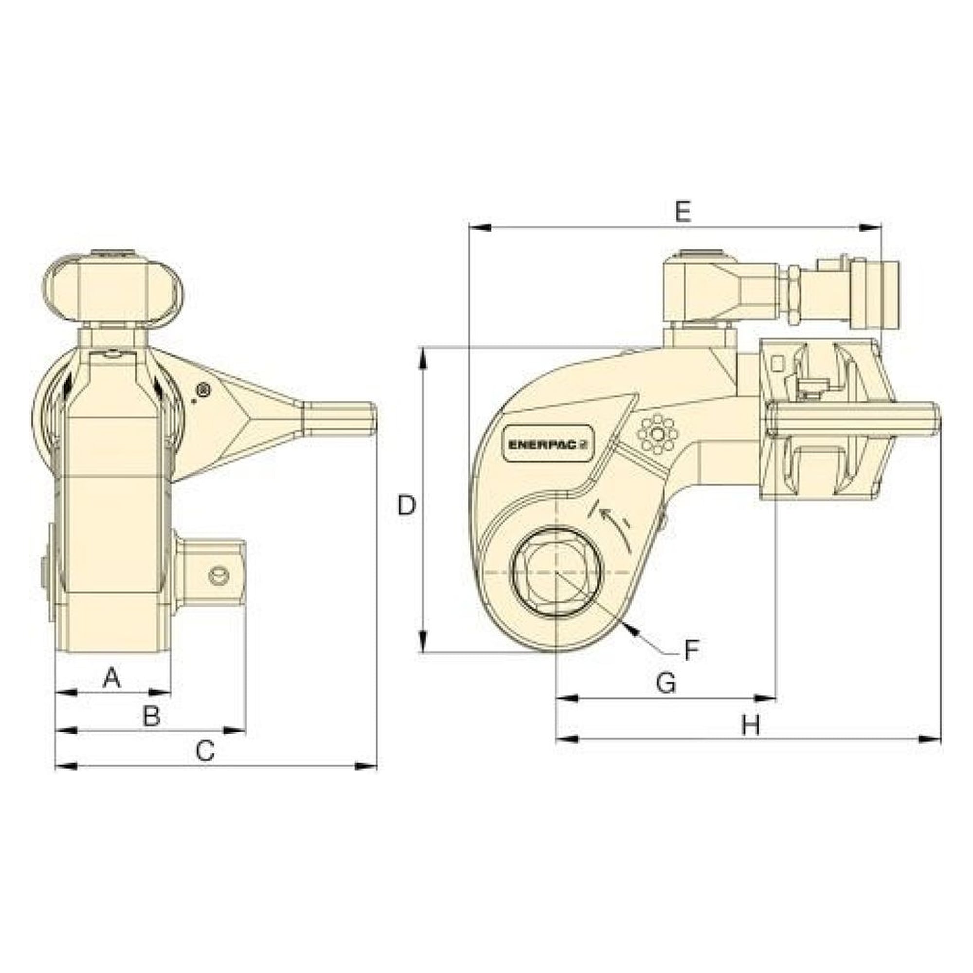 Hydraulischer Drehmomentschlüssel, 8338 Nm, 1 1/2 Zoll Vierkantantrieb - Enerpac S6000PX