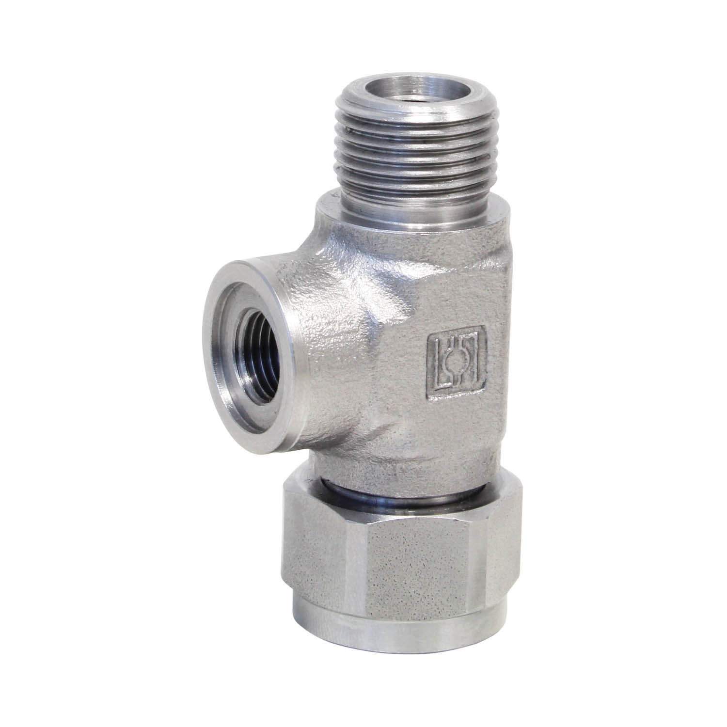 Stauff 6100057434. Anschlussdapter für Blasenspeicher mit Gewinde 7/8-14 UNF mit herausnehmbaren Ventil Ventilgewinde 1/2-20 UNF Anschlussgewinde G 1/4 BSPP für RFID-Druckaufnehmer