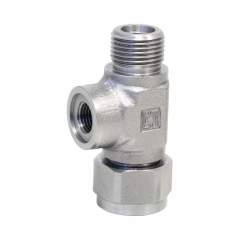 Stauff 6100057434. Connection Adaptor for Bladder Accumulators with Thread 7/8-14 UNF with Changeable Valve Valve Thread 1/2-20 UNF Connection G 1/4 BSPP for RFID Pressure Transmitter