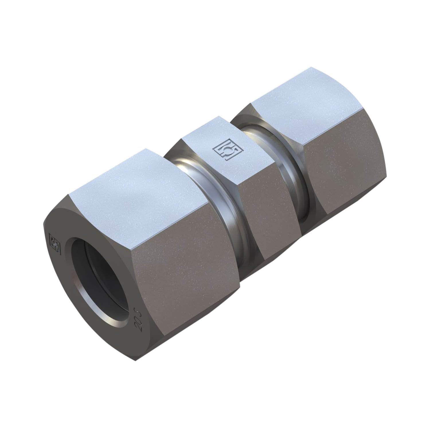Stauff 6010000807. Straight Reducer Size / Type1: 10S Size / Type2: 08S with Cutting Ring & Union Nut Steel, Zinc/Nickel-Plated