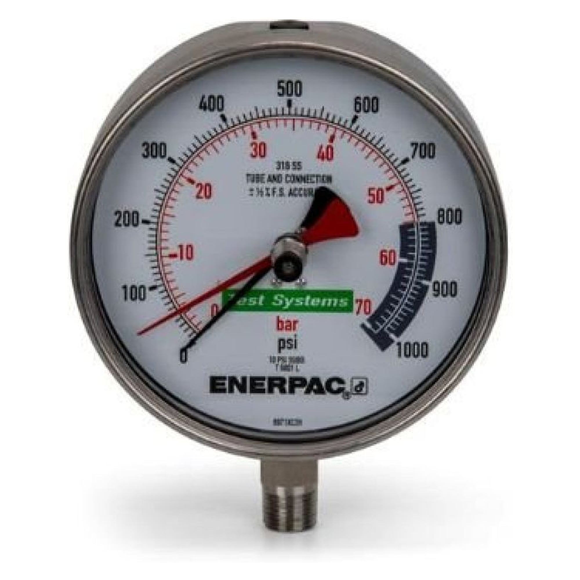 Test System Gauge, 162 mm Face, Alloy Steel, 70 bar - Enerpac T6001L