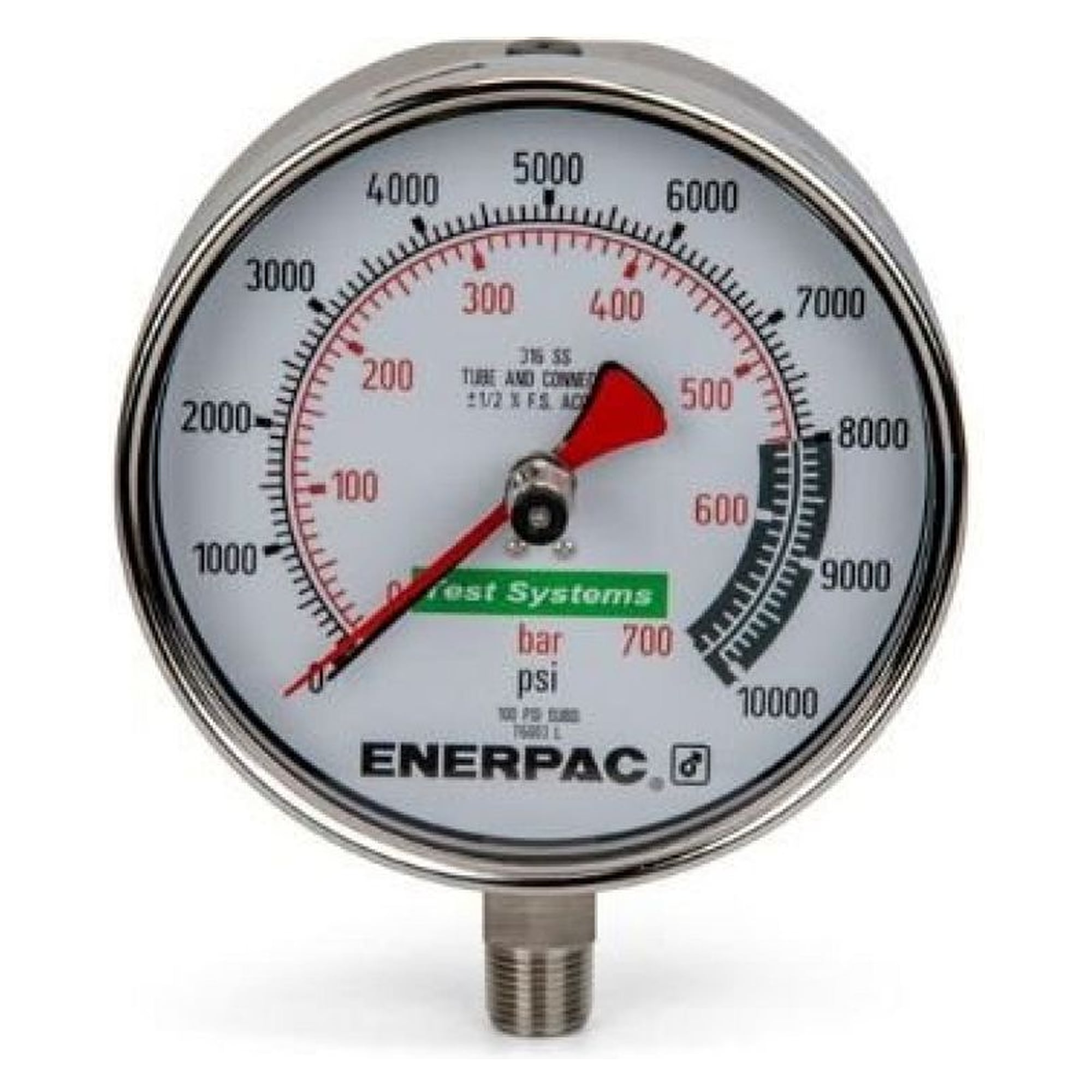 Test System Gauge, 162 mm Face, Alloy Steel, 700 bar - Enerpac T6003L