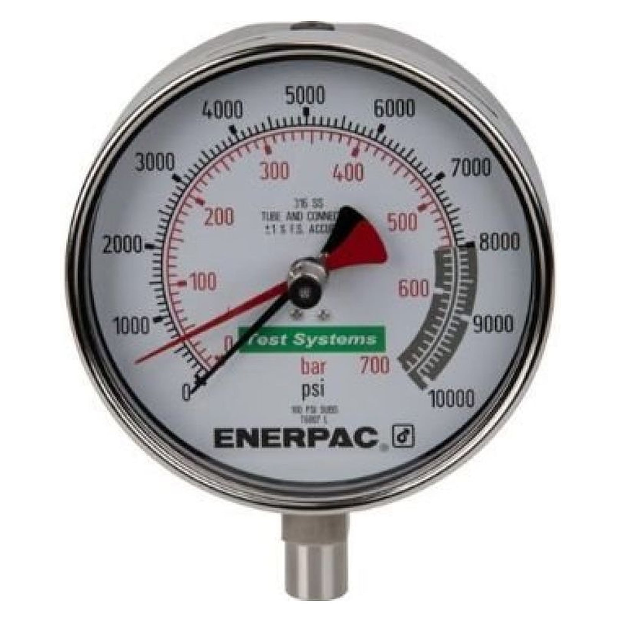 Prüfmanometer, 162 mm Skala, 403 Stahl, 700 bar - Enerpac T6007L