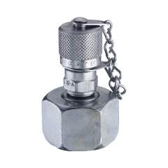 Stauff 1210026628. Test 12 Coupling with 24° Taper / O-Ring Thread: M12 x 1.5 Self Lock Metal Protective Cap NBR-Seal Steel, Zinc-Nickel