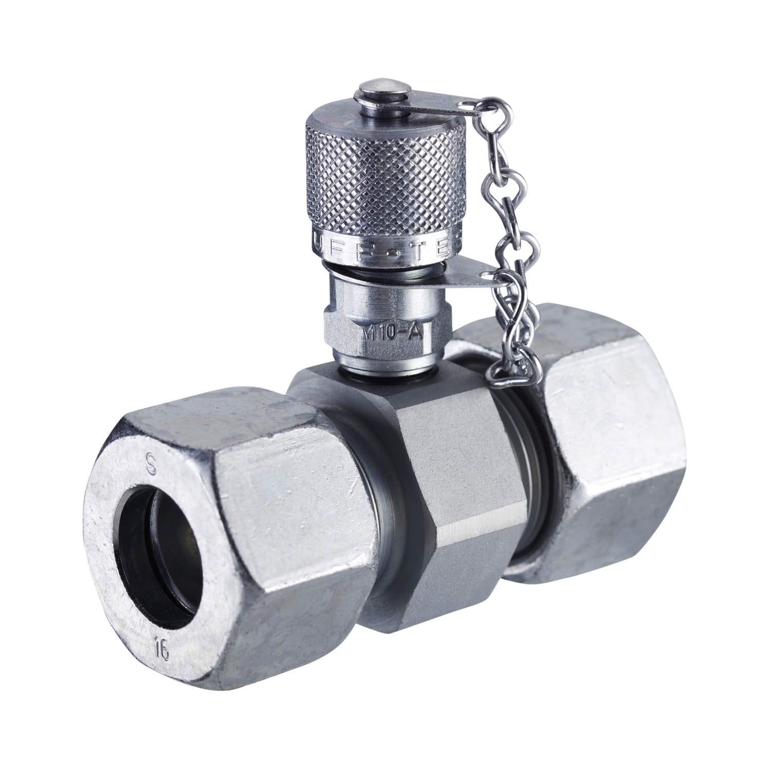 Stauff 1210023039. Messkupplung Stauff Test 12 mit Einschraubgewinde Gewinde: M 14 x 1.5 Metallschutzkappe FPM-Dichtung Stahl, Zink-Nickel