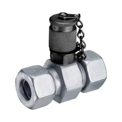 Stauff 1210001083. Test Coupling Stauff Test 15 with Straight Fitting Light Series 35L Self Lock Metal Protective Cap NBR-Seal Steel, Zinc-Nickel