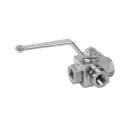 Stauff 6100085734. Ball Valve Mild Steel, Zinc/Nickel-Plated 3-way Ball Valves 24° 20S Nominal Size: DN13 Sealing: POM / FKM PN: 500 bar / 7250 PSI