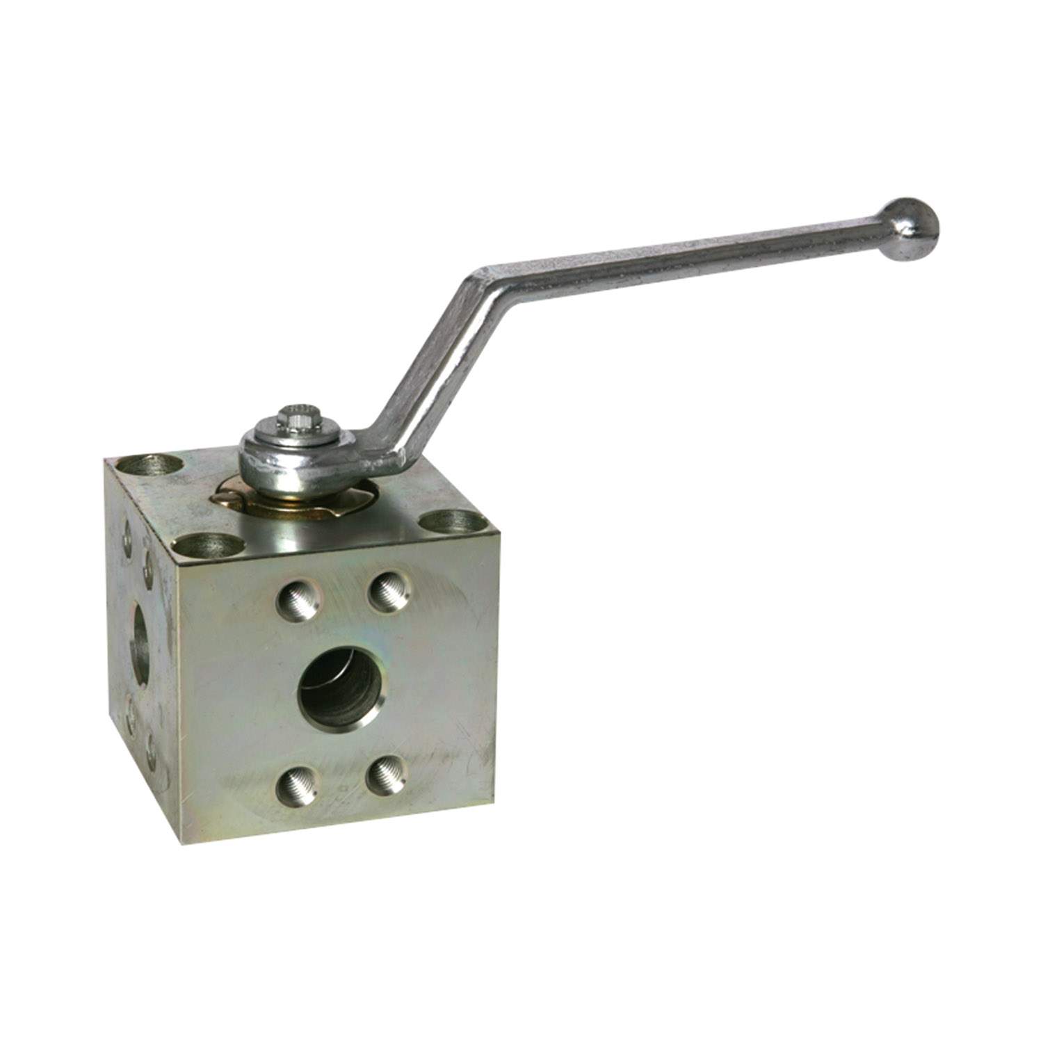 Stauff 6100029209. Ball Valve Mild Steel, zinc/iron-plated 3-way Ball Valves SAE Flange Connection Nominal Size: DN50 Sealing: POM / FKM PN: 420 bar / 6000 PSI 2", metr.