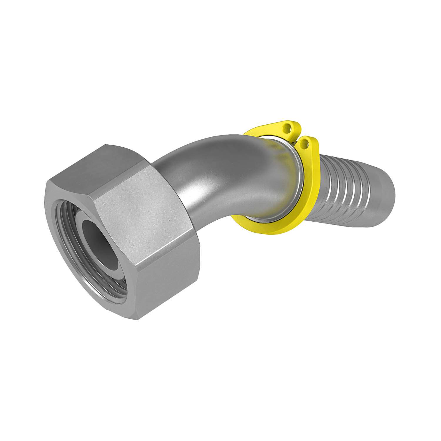 Stauff 6100096948. 45°-Schlauchnippel 24°-Dichtkegel / O-Ring DN 06 08 L mit Blockanschlag