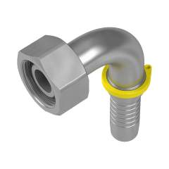 Stauff 6100096949. 90°-hose connector 24°-taper / O-Ring DN 06 08 L with block stop