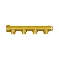 Riegler 112572.Distributor pipe, 4 outlets, Input 2x3/4, Output 4x1/2 ET, Brass