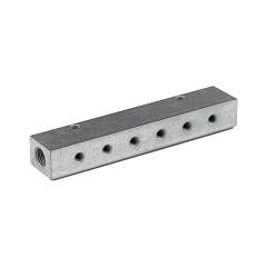 Riegler 112527.Distributor strip, Outlets one side, Input 2x1/8, Output 6 x M5