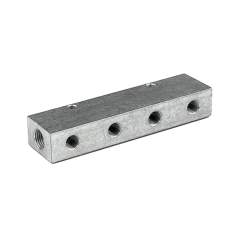 Riegler 112537.Distributor strip, Outlets one side, Input 2x3/8, Output 3 x 1/8