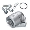 Stauff 1710000490. 90° Elbow Pump Flange 4-hole Screw In Version Size: LK40 c/w metric Bolts 8.8 Spring Rings & O-Ring(NBR) Carbon Steel C6F