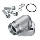 Stauff 1710000422. 90° Elbow Pump Flange 3-hole External Thread Size: LK30 c/w metric Bolts 8.8 Spring Rings & O-Ring(NBR) Carbon Steel C6F