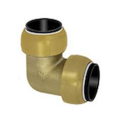 Riegler 117099.Angle connector 90°, Brass, »sharkbite«, f. pipe exterior ø 28 mm