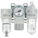 SMC AC25-F03CG-A. AC10-40-A (FRL), Modular Type, Air Filter + Regulator + Lubricator
