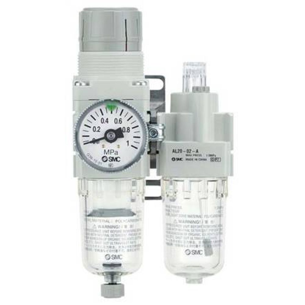 SMC AC20A-F02G-C-A. AC10A-40A-A (FRL), Modular Type, Filter Regulator + Lubricator