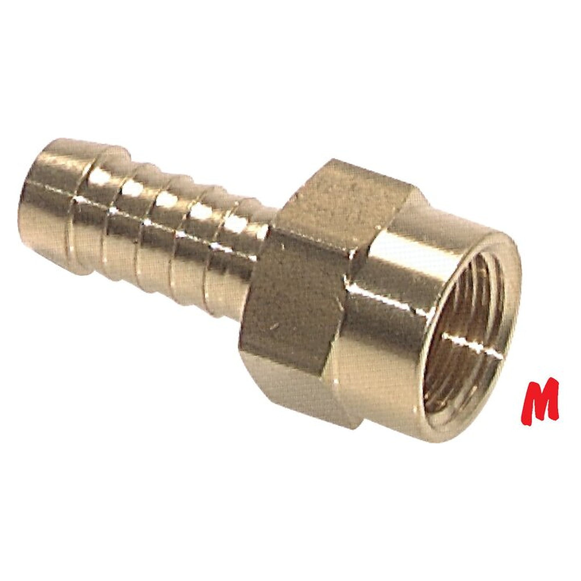 Aufschraub-Schlauchtülle, Gewinde M 8, Schlauchanschluss 9 (3/8") mm, Messing, Schlüsselweite 12 mm