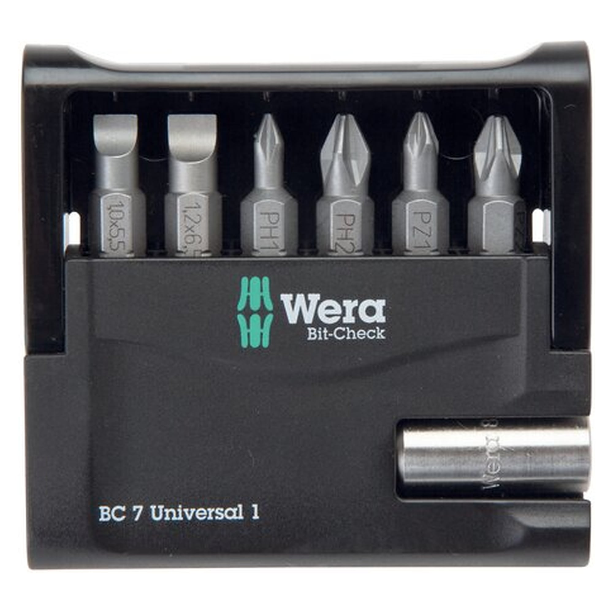 7-teiliges Bitsortiment "Bit-Check" einschließlich magnetischem Bithalter. Box aus schlagfestem