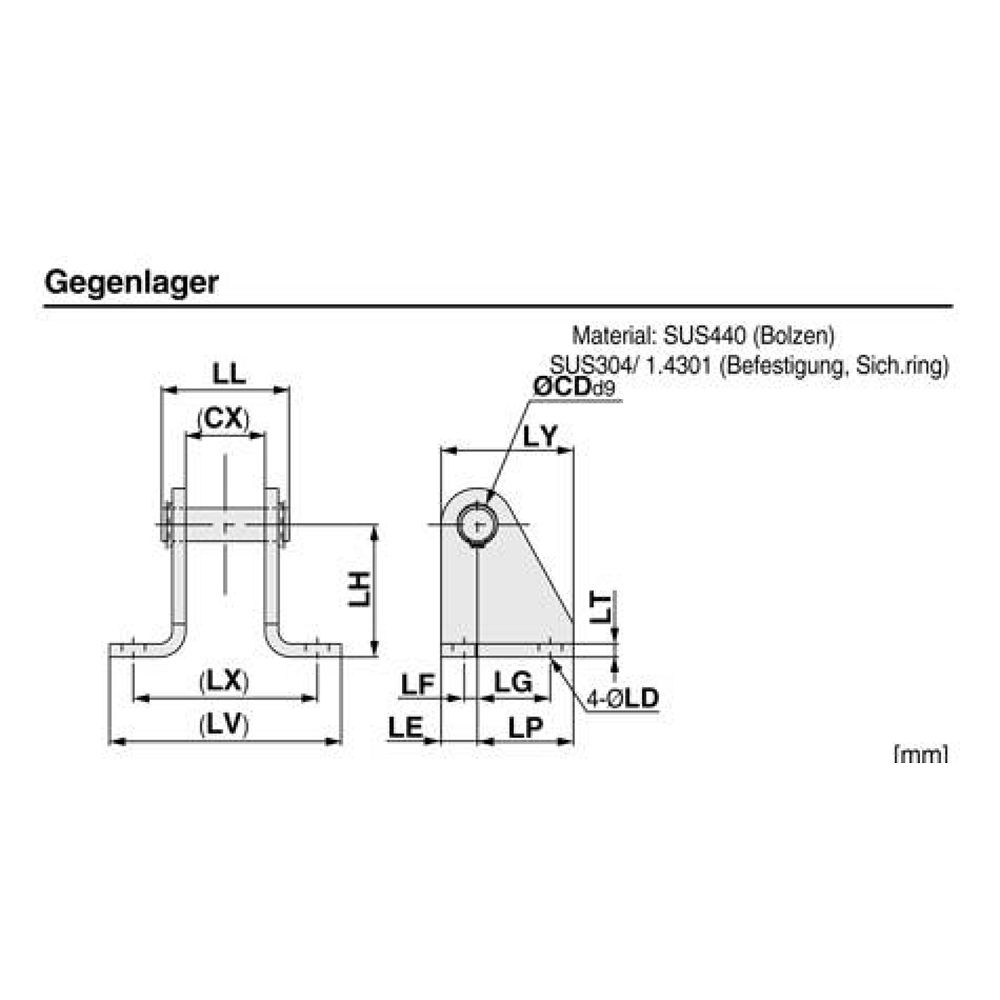 SMC CG-E020SUS. Trunnion Bracket