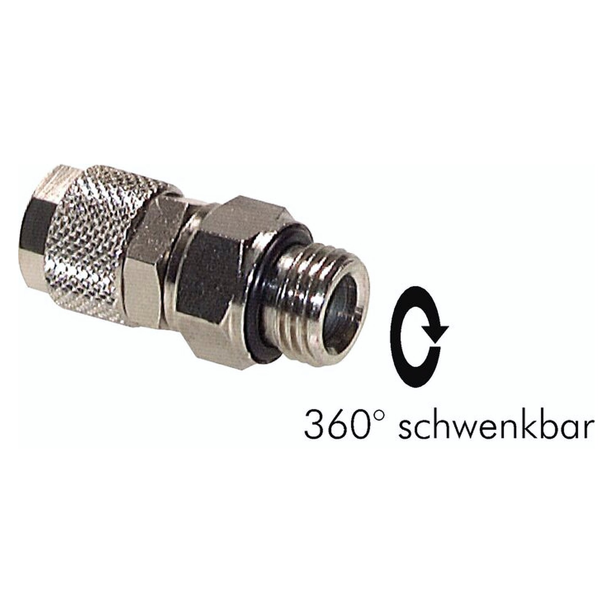 Drehverschraubung, gerade Form, Einschraubgewinde G 1/4", Schlauch 10x8 mm, Messing vernickelt