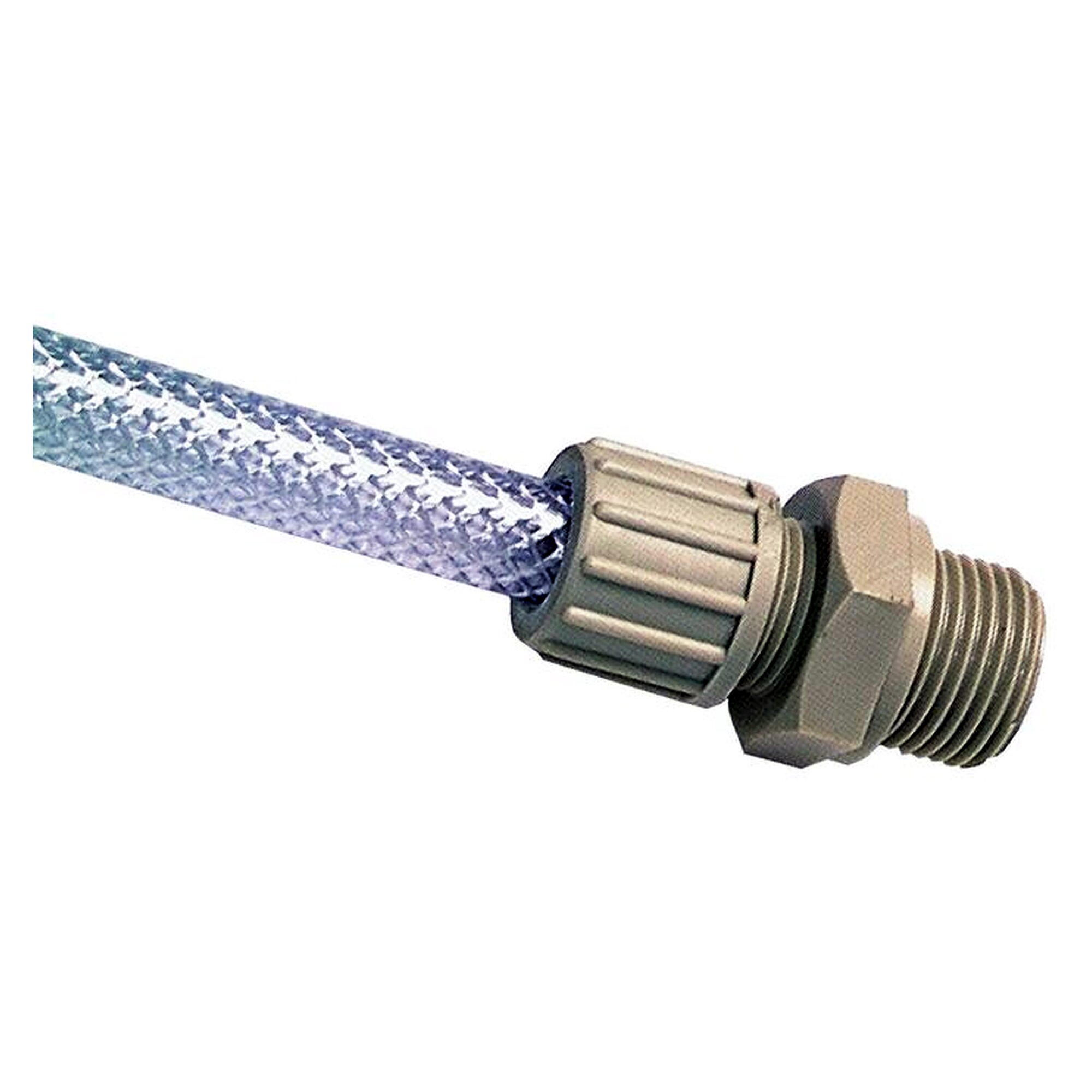 Gerade Einschraubverschraubung für Gewebeschlauch, G 3/8", Schlauch 16x10 mm, Polypropylen