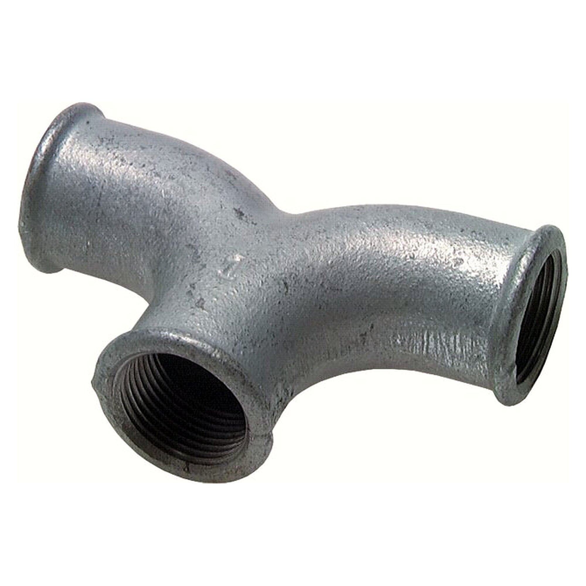 Double bend tee fitting, thread Rp 1-1/4", zinc plated malleable cast iron, branch for pipework