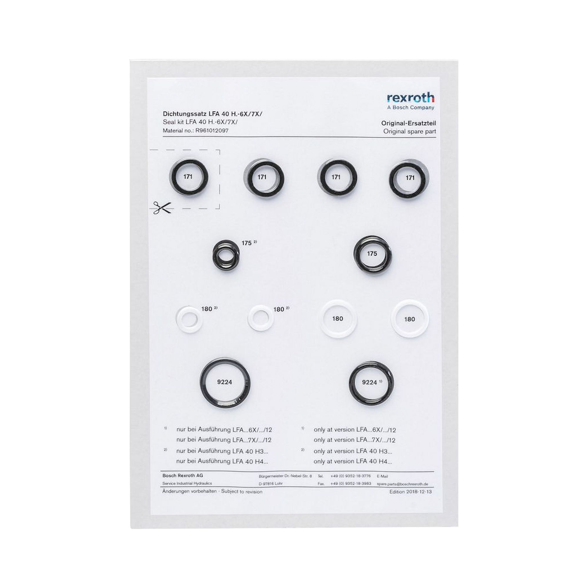 Seal Kit CDH.080/045V - Bosch Rexroth R961006044